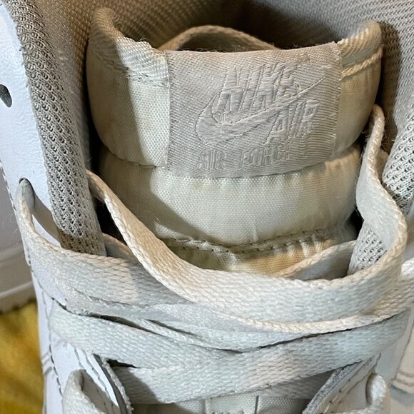 Nike Air Force 1 High Top Sneakers Size 13 White Leather & Mesh Mens - Picture 5 of 13